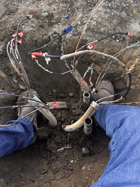 Existing underground electrical service opened for field work