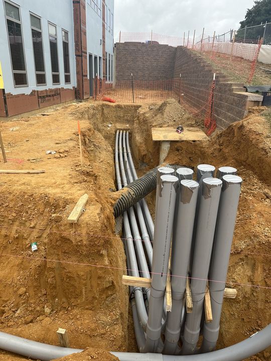 Underground conduit runs and grouped service stub-ups